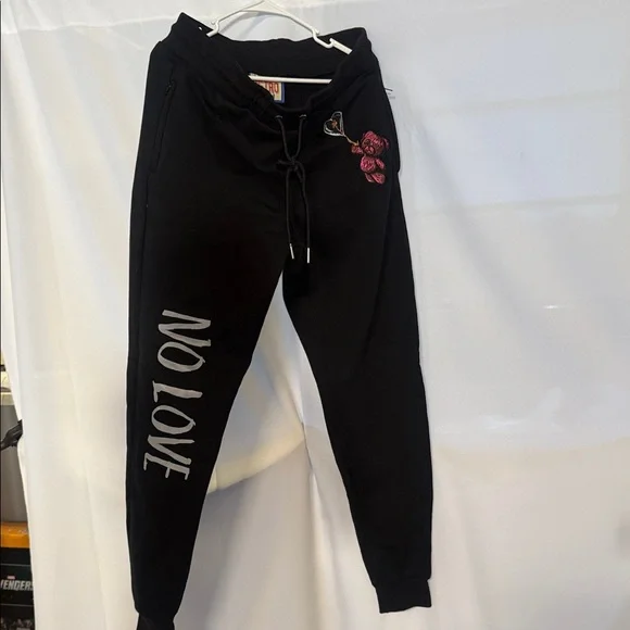 Metro Wear Black Joggers with Pink Bear Design